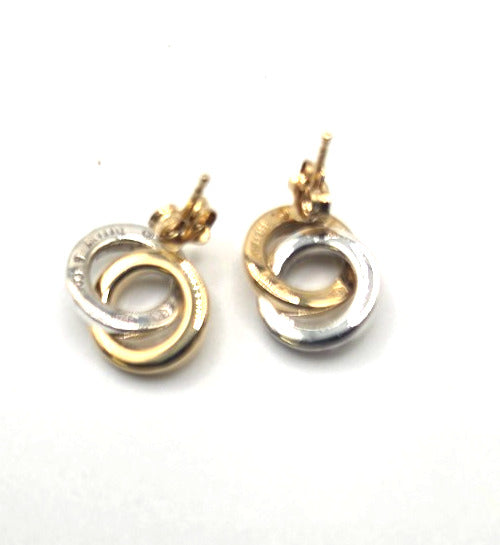 Tiffany & Co. 18K Yellow White Gold Interlocking Circle Drop Stud Earrings