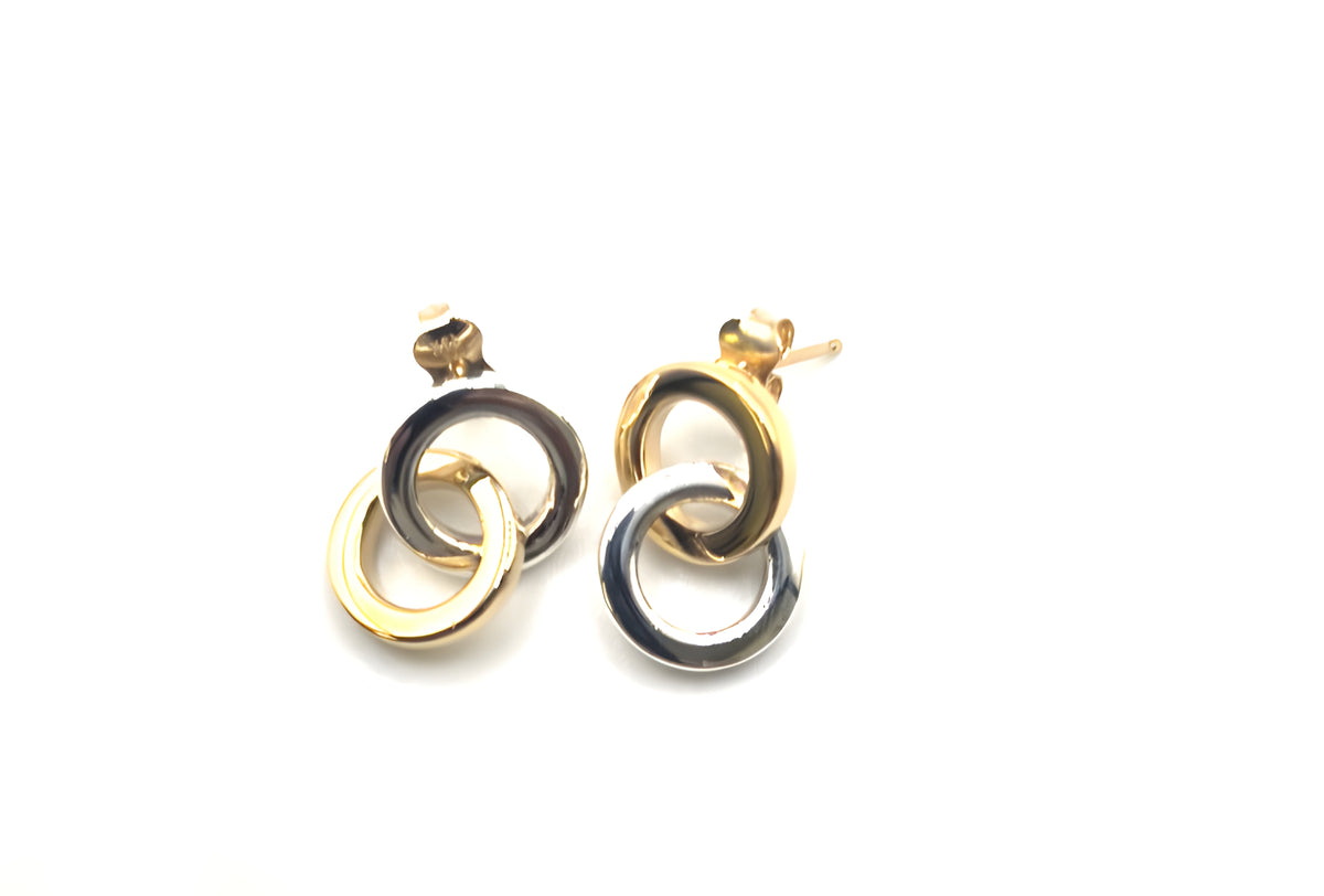 Tiffany & Co. 18K Yellow White Gold Interlocking Circle Drop Stud Earrings