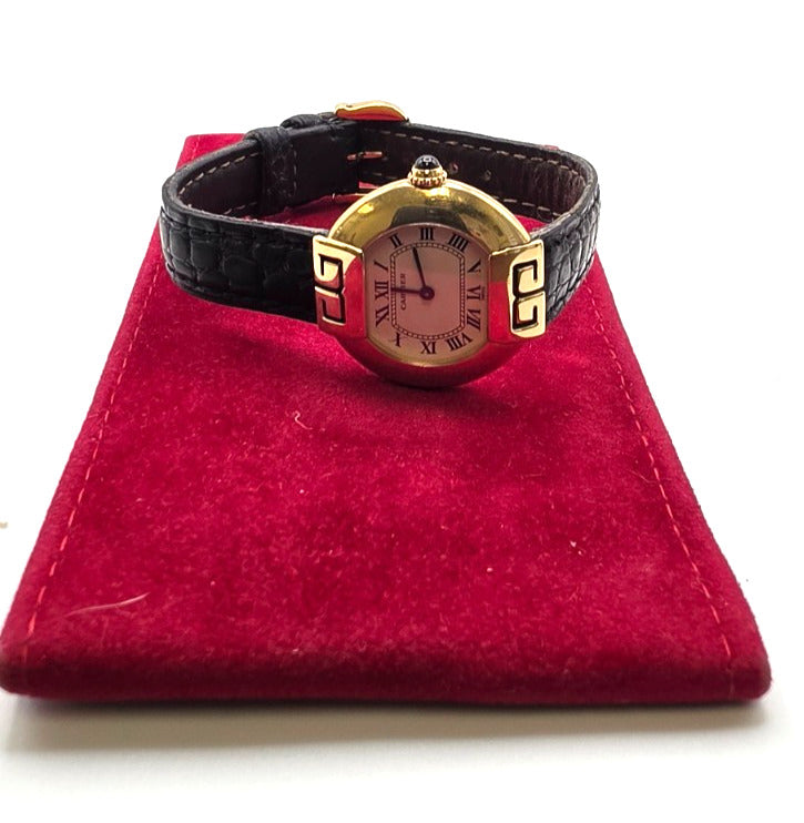 Vintage Cartier Ellipse 18K Yellow Gold Ladies 25mm Ref 1480 Leather Swiss