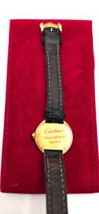 Vintage Cartier Ellipse 18K Yellow Gold Ladies 25mm Ref 1480 Leather Swiss