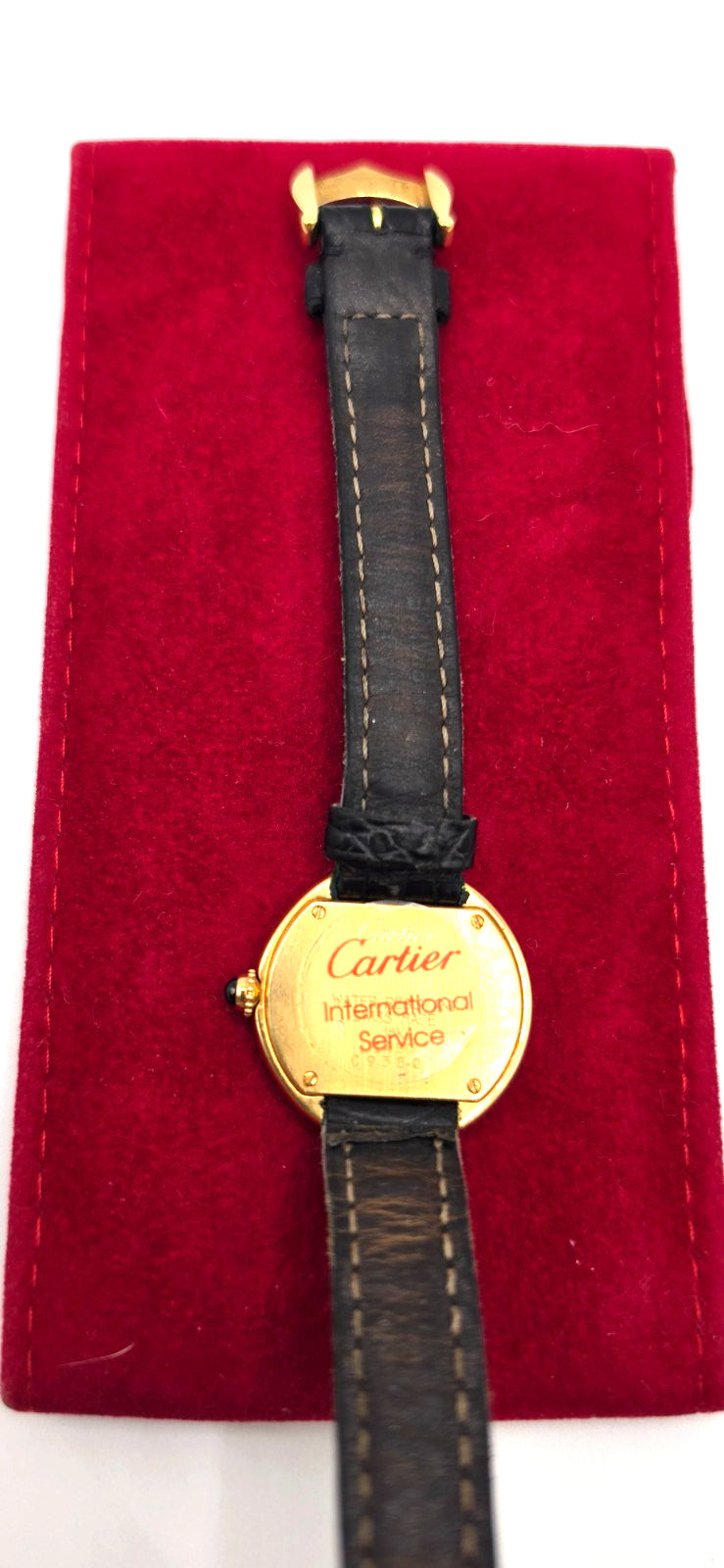 Vintage Cartier Ellipse 18K Yellow Gold Ladies 25mm Ref 1480 Leather Swiss