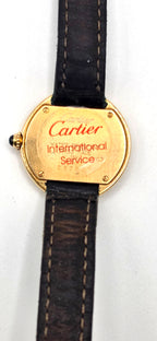 Vintage Cartier Ellipse 18K Yellow Gold Ladies 25mm Ref 1480 Leather Swiss