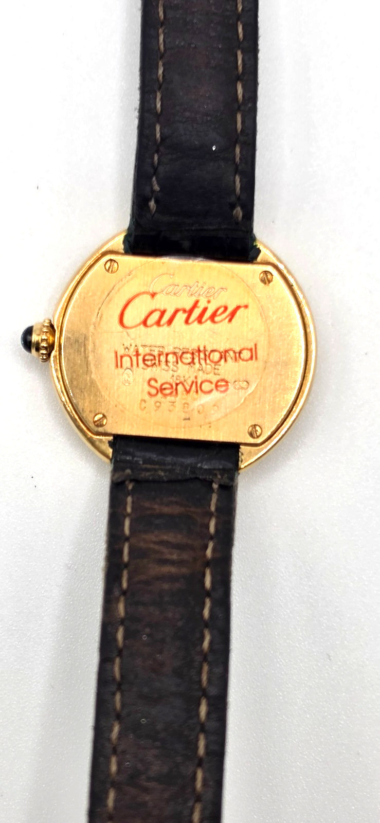 Vintage Cartier Ellipse 18K Yellow Gold Ladies 25mm Ref 1480 Leather Swiss