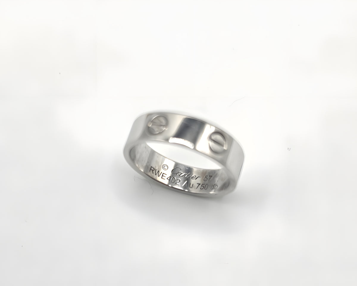 Cartier LOVE Wedding Band Ring 18K White Gold 750 Size 57 RWE402 Classic