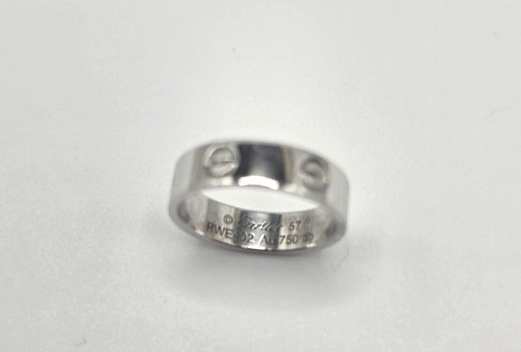 Cartier LOVE Wedding Band Ring 18K White Gold 750 Size 57 RWE402 Classic