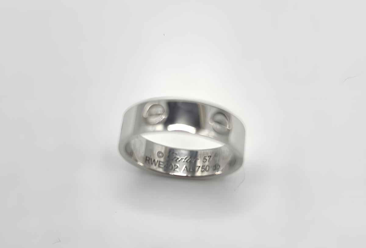 Cartier LOVE Wedding Band Ring 18K White Gold 750 Size 57 RWE402 Classic