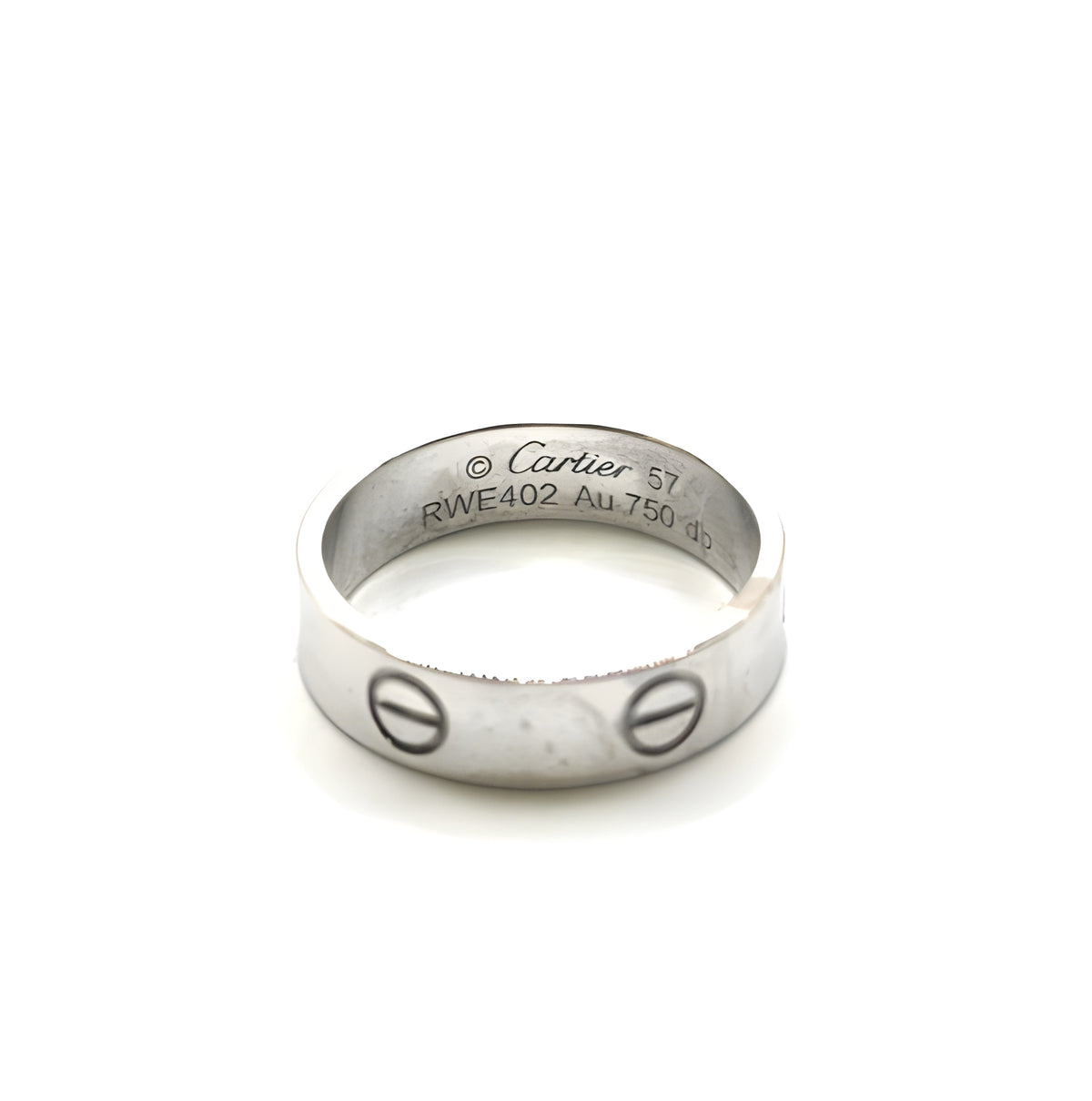 Cartier LOVE Wedding Band Ring 18K White Gold 750 Size 57 RWE402 Classic