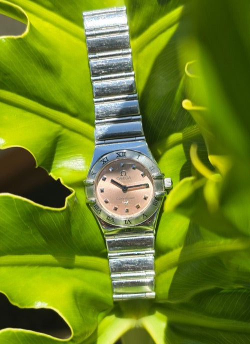 OMEGA Constellation Ladies Quartz Watch Salmon Dial Stainless Steel