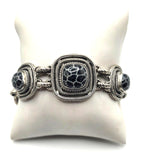 SARDA 925 Sterling Silver Black Gray Stone Link Bracelet