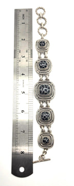 SARDA 925 Sterling Silver Black Gray Stone Link Bracelet