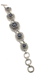 SARDA 925 Sterling Silver Black Gray Stone Link Bracelet