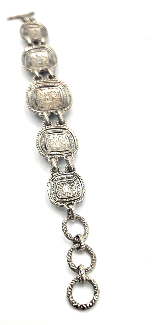 SARDA 925 Sterling Silver Black Gray Stone Link Bracelet
