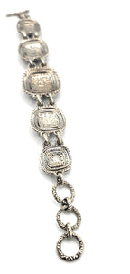 SARDA 925 Sterling Silver Black Gray Stone Link Bracelet