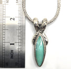 SARDA 925 Sterling Silver Blue Green Marquise Stone Pendant