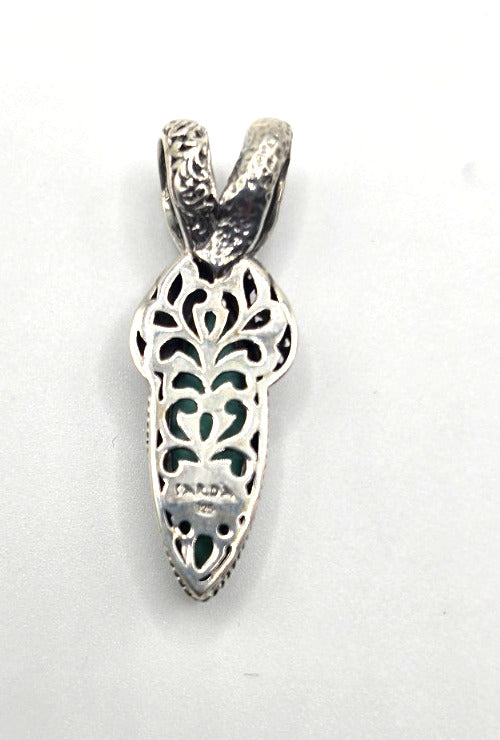 SARDA 925 Sterling Silver Blue Green Marquise Stone Pendant
