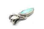 SARDA 925 Sterling Silver Blue Green Marquise Stone Pendant