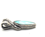 SARDA 925 Sterling Silver Blue Green Marquise Stone Pendant