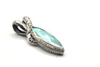SARDA 925 Sterling Silver Blue Green Marquise Stone Pendant