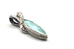 SARDA 925 Sterling Silver Blue Green Marquise Stone Pendant
