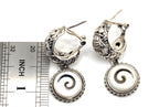 SARDA 925 Sterling Silver Iridescent Shell Spiral Dangle Hoop Earrings