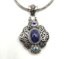 SARDA 925 Sterling Silver Purple Blue Multi Stone Pendant