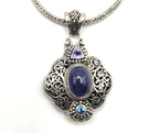 SARDA 925 Sterling Silver Purple Blue Multi Stone Pendant