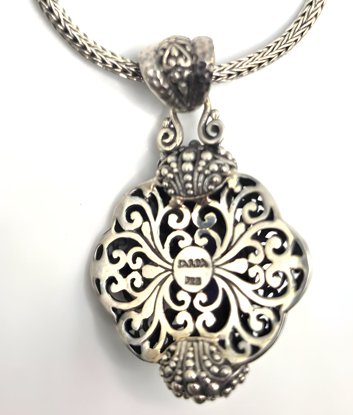 SARDA 925 Sterling Silver Purple Blue Multi Stone Pendant