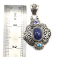SARDA 925 Sterling Silver Purple Blue Multi Stone Pendant