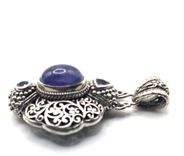 SARDA 925 Sterling Silver Purple Blue Multi Stone Pendant
