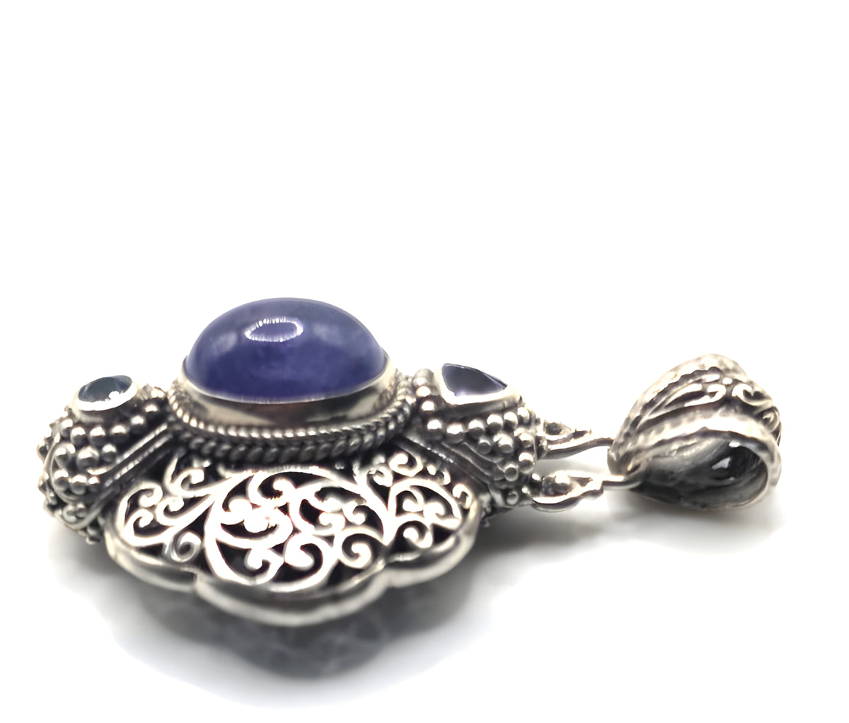 SARDA 925 Sterling Silver Purple Blue Multi Stone Pendant