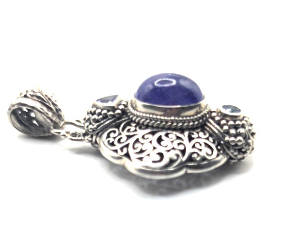 SARDA 925 Sterling Silver Purple Blue Multi Stone Pendant