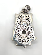 SARDA 925 Sterling Silver Owl Pendant Sparkling Druzy-Style Pink Eyes
