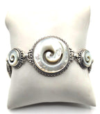 SARDA Sterling Silver Iridescent Shell Spiral Link Bracelet