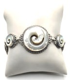 SARDA Sterling Silver Iridescent Shell Spiral Link Bracelet