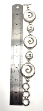 SARDA Sterling Silver Iridescent Shell Spiral Link Bracelet