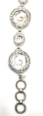 SARDA Sterling Silver Iridescent Shell Spiral Link Bracelet