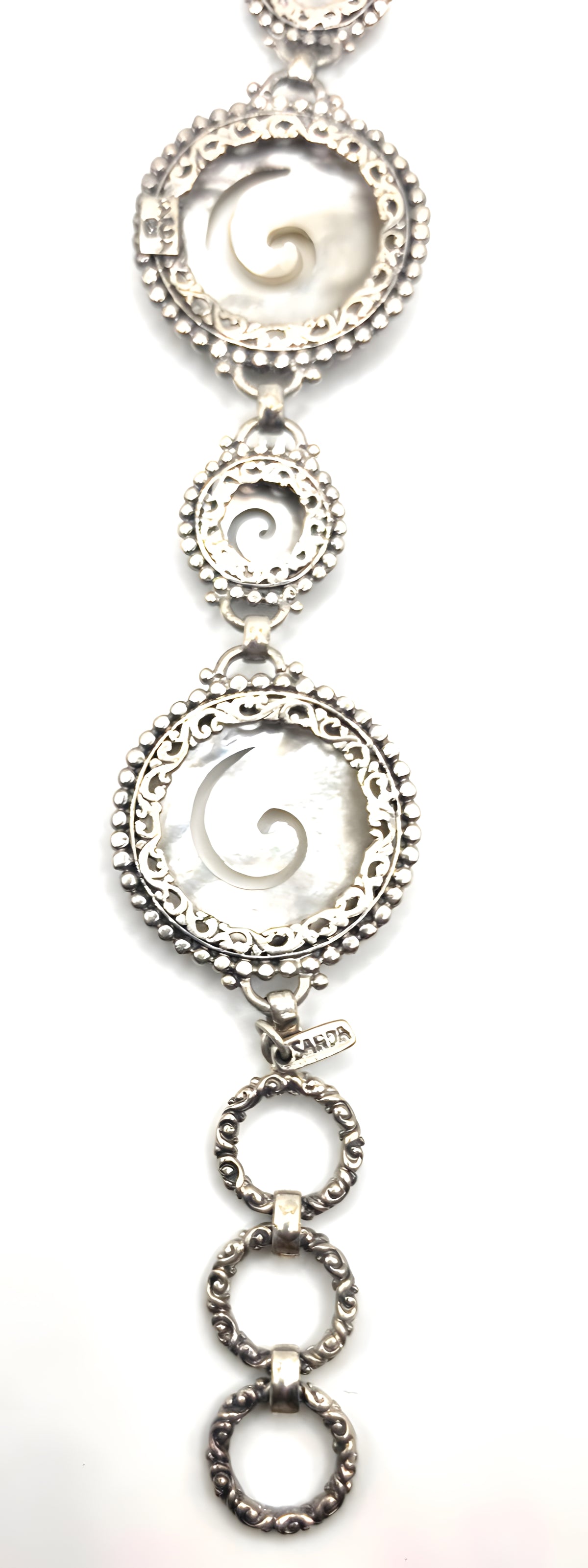 SARDA Sterling Silver Iridescent Shell Spiral Link Bracelet