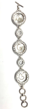 SARDA Sterling Silver Iridescent Shell Spiral Link Bracelet