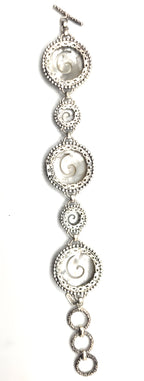 SARDA Sterling Silver Iridescent Shell Spiral Link Bracelet
