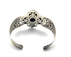 SARDA Sterling Silver 925 Faceted Gray Gemstone Wide Cuff Bracelet