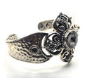 SARDA Sterling Silver 925 Faceted Gray Gemstone Wide Cuff Bracelet