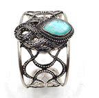 SARDA Sterling Silver 925 Blue Green Gemstone Wide Cuff Bracelet NWOT