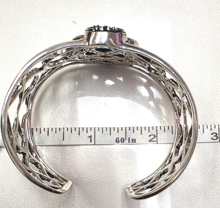 SARDA Sterling Silver 925 Blue Green Gemstone Wide Cuff Bracelet NWOT