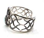 SARDA Sterling Silver 925 Blue Green Gemstone Wide Cuff Bracelet NWOT