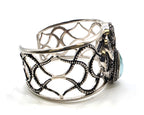 SARDA Sterling Silver 925 Blue Green Gemstone Wide Cuff Bracelet NWOT