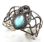 SARDA Sterling Silver 925 Blue Green Gemstone Wide Cuff Bracelet NWOT