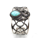 SARDA Sterling Silver 925 Blue Green Gemstone Wide Cuff Bracelet NWOT