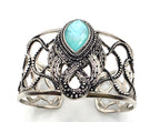 SARDA Sterling Silver 925 Blue Green Gemstone Wide Cuff Bracelet NWOT