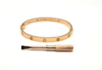 Cartier LOVE Bracelet 18K Rose Gold 4 Diamond Size 17 Bangle Box Papers Screwdri