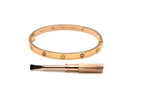 Cartier LOVE Bracelet 18K Rose Gold 4 Diamond Size 17 Bangle Box Papers Screwdri